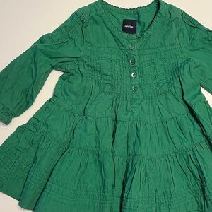 GAP Baby girl 9 - 12 month green detailed long sleeve Dress Christmas holiday